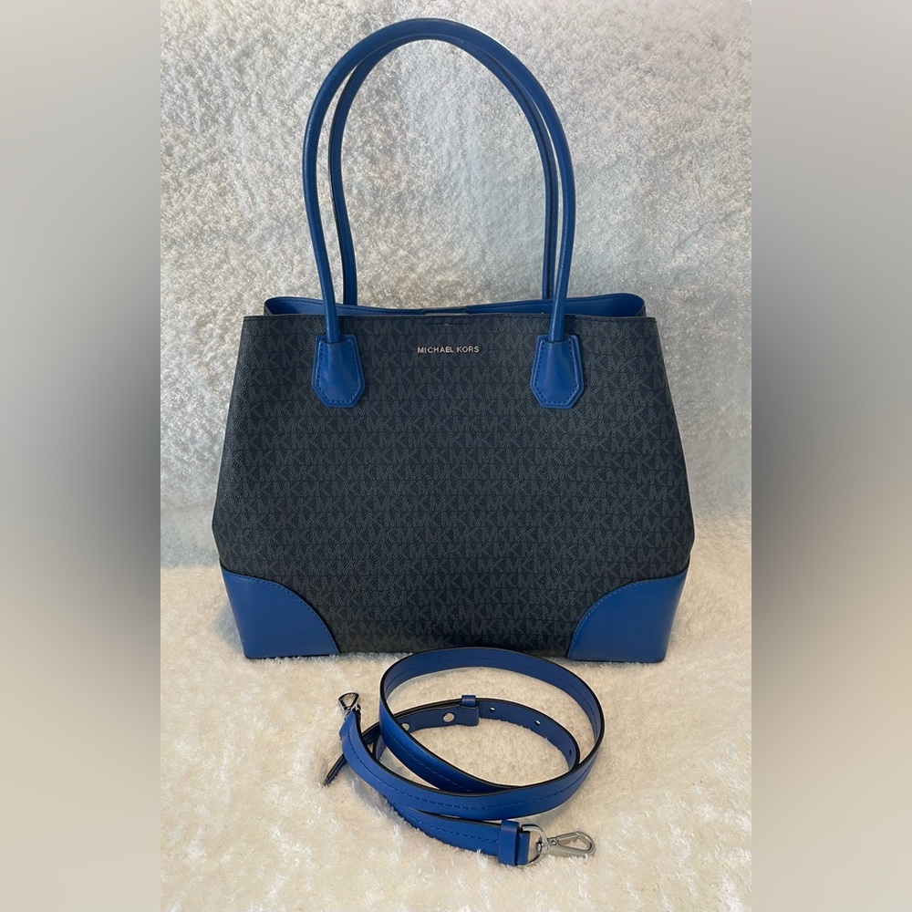 Michael Kors blue handbag w/opt. crossbody strap